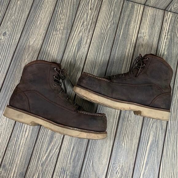 Red Wing Safety Toe Work Boots Men Sz 11.5 Dark Brown Moc Toe Oiled Leather 6" - Picture 6 of 11